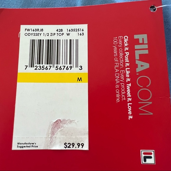 NWT Fila Half-zip Long Sleeve Top in size Medium - Blue & Black - Picture 10 of 11